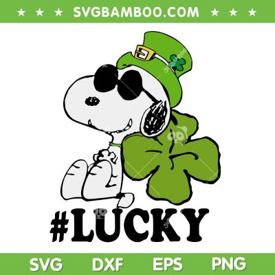 Snoopy St Patrick's Day Lucky SVG PNG, Cool Peanuts Snoopy Dog Shamrock SVG