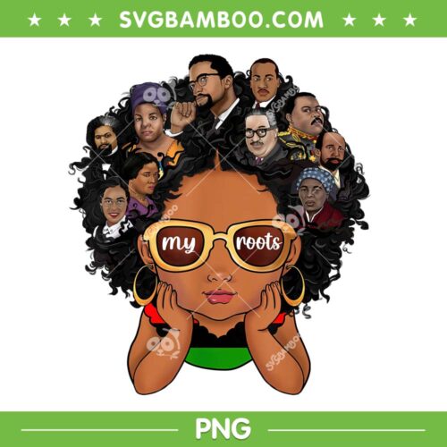 Afro Melanin Black History Month PNG, Black Girl My Roots PNG