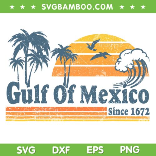 Retro Gulf of Mexico SVG, Mexico Beach Sunset Vintage SVG PNG