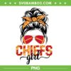Vintage Chief Girl PNG, Chiefs Messy Bun Girl PNG Vintage Chief Girl PNG, Chiefs Messy Bun Girl PNG