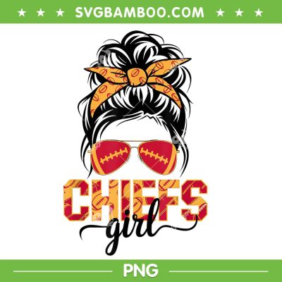 Vintage Chief Girl PNG, Chiefs Messy Bun Girl PNG Vintage Chief Girl PNG, Chiefs Messy Bun Girl PNG