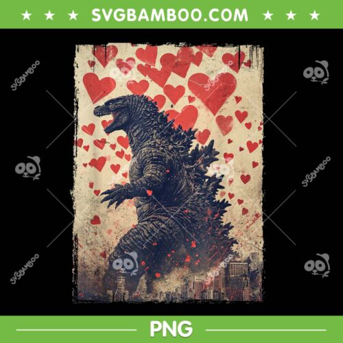 Kaiju Valentine PNG, Vintage Kaiju Love Heart PNG, Kaiju Japanese Art PNG