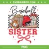 Baseball Sister PNG, Sport Lovers Girl PNG, Groovy Baseball Coquette Bow PNG