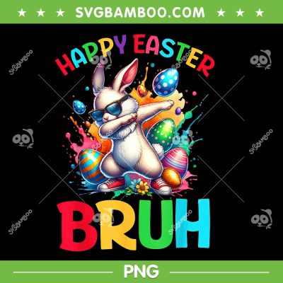 Happy Easter Bruh PNG, Bunny Dabbing Easter Eggs PNG