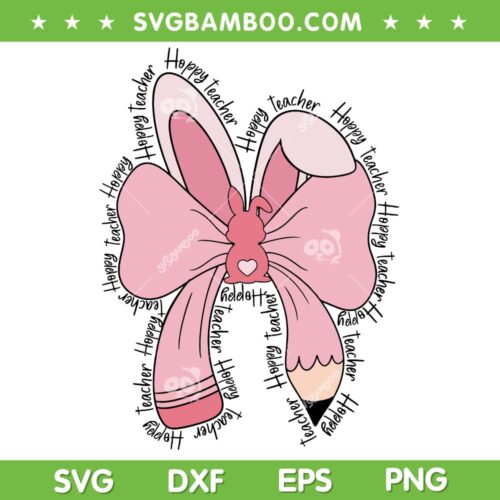 Easter Teacher Coquette Bow SVG PNG, Bunny Bow Teacher Easter SVG