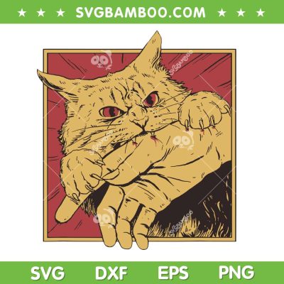 Funny Cat Bite Hand SVG PNG, Japanese Anime Cat Graphic SVG Funny Cat Bite Hand SVG PNG, Japanese Anime Cat Graphic SVG