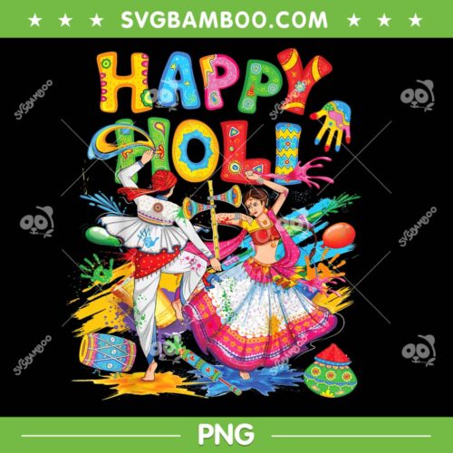 Happy Holi Festival PNG, Colors Couple Dancing India Hindu Festival PNG