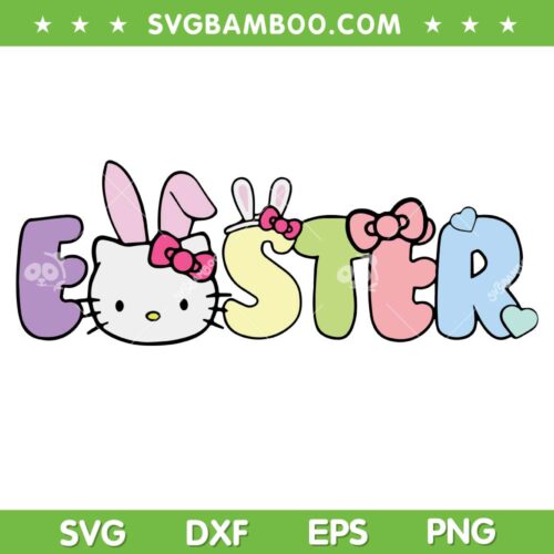Hello Kitty Easter Bunny SVG PNG, Sanrio Kitty Easter Egg SVG