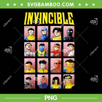 Invincible Character Grid PNG, Comic Book Superhero Portraits PNG, Bold Pop Culture Fan Art