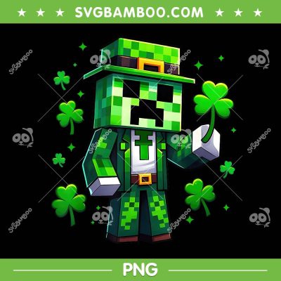 Minecraft Lucky Leprechaun PNG, St Patrick's Day Video Game Pixel PNG