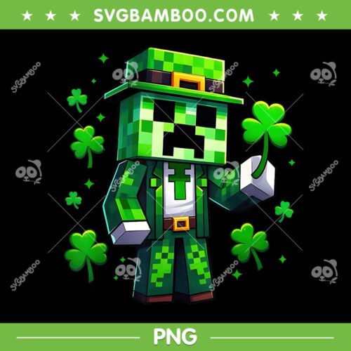 Minecraft Lucky Leprechaun PNG, St Patrick's Day Video Game Pixel PNG