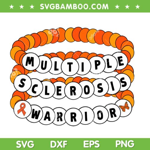 Multiple Sclerosis Warrior SVG PNG, Sclerosis Awareness Friendship Bracelet SVG
