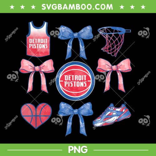 NBA Detroit Pistons Coquette Bow PNG, Basketball Detroit PNG