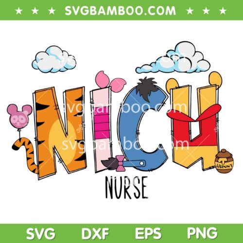 NICU Nurse Winnie the Pooh SVG, Nurse Pooh Bear Characters SVG PNG