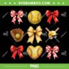 Softball Coquette Bow PNG, Softball Mama Mothers Day PNG, Baseball Bow PNG