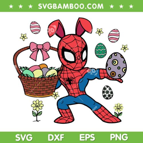 Spider man Easter Eggs SVG, Cute Spiderman Bunny SVG PNG