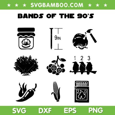 Bands Of The 90's SVG PNG, Funny 90s Music Band Icon SVG Bands Of The 90's SVG PNG, Funny 90s Music Band Icon SVG