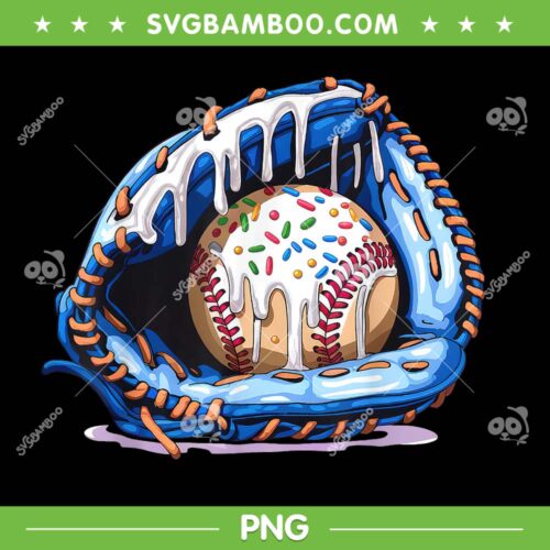 Baseball Drip Ice Cream PNG, Sprinkles Baseball Glove PNG