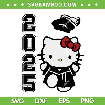 Class of 2025 Hello Kitty SVG, Hello Kitty in Cap and Gown SVG, Hello Kitty Sweet Graduation SVG PNG