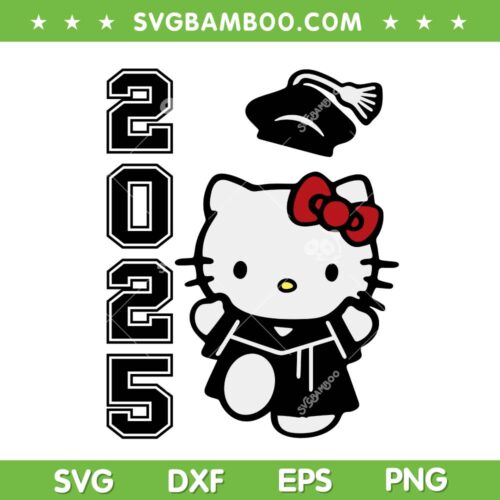 Class of 2025 Hello Kitty SVG, Hello Kitty in Cap and Gown SVG, Hello Kitty Sweet Graduation SVG PNG