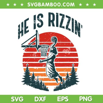 Easter He Is Rizzin Retro SVG, Jesus Playing Basketball SVG PNG