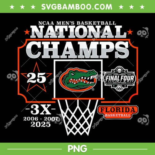 Florida Gators National Champs 2025 PNG, Florida Gators Mens Basketball 3X Blue PNG