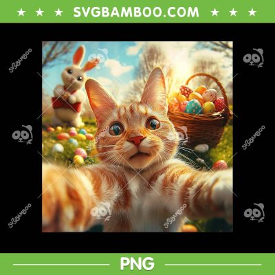 Funny Cat Selfie Easter PNG, Bunny Cat With Baket Eggs PNG Funny Cat Selfie Easter PNG, Bunny Cat With Baket Eggs PNG