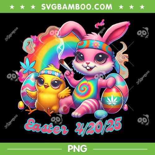 Funny Happy 420 Easter PNG, Bunny Chick Smoking Weed Cannabis PNG