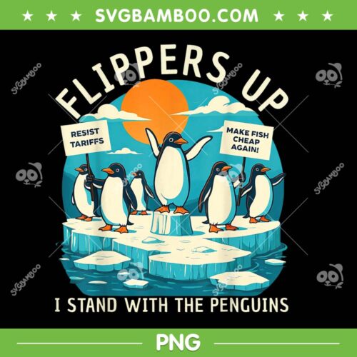 Funny Resist Penguins PNG, Penguin Protest Against Tariffs PNG