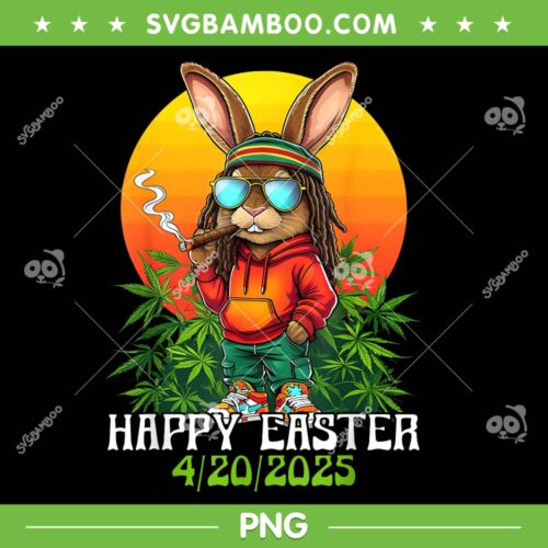 Happy 420 Easter Bunny PNG, Bunny Smoking Weed Cannabis PNG