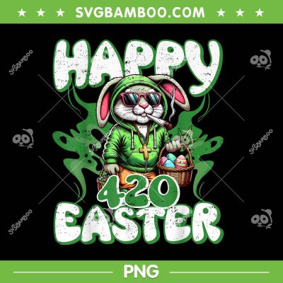 Bunny Smoking Weed PNG, Happy 420 Easter PNG, Easter Bunny Cannabis PNG