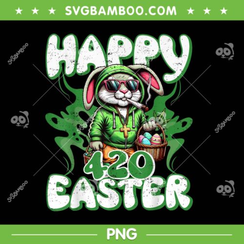 Bunny Smoking Weed PNG, Happy 420 Easter PNG, Easter Bunny Cannabis PNG