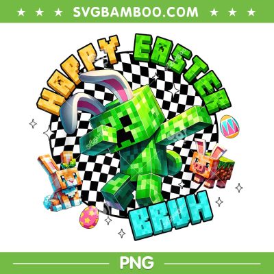 Minecraft Happy Easter Bruh PNG, Funny Bunny Dabbing Game Pixel PNG