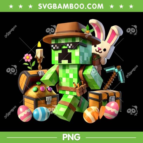 Minecraft Happy Easter PNG, Pixel Game Bunny Egg Easter Day PNG