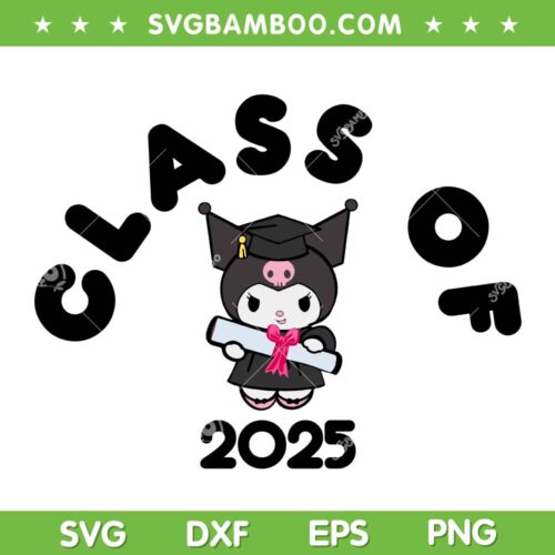 Kuromi Class of 2025 SVG PNG, Hello Kitty Friends Kuromi Gradution SVG