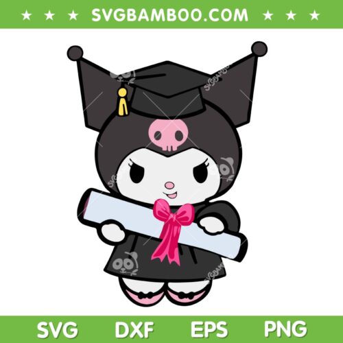 Kuromi Graduation SVG, Kawaii Hello Kitty Friends Kuromi Senior SVG PNG
