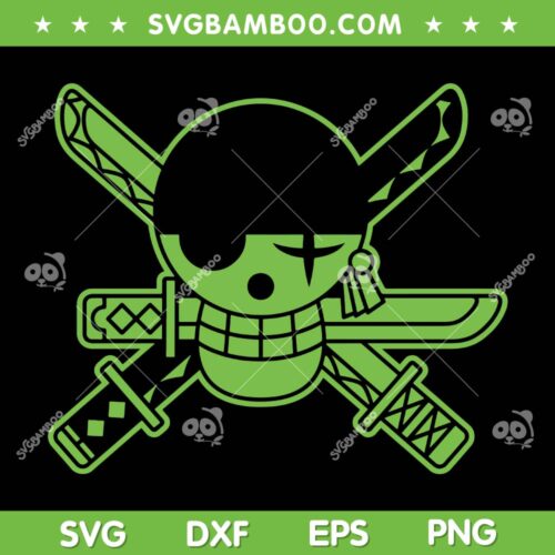 One Piece Roronoa Zoro SVG, Anime Green Zoro Jolly Roger SVG PNG