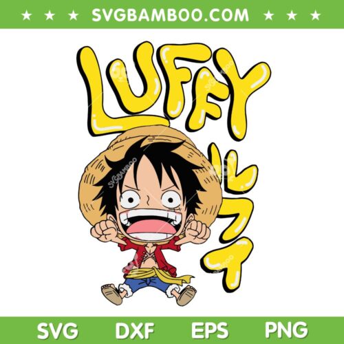 Anime Luffy Chibi SVG, One Piece Cute Luffy SVG PNG