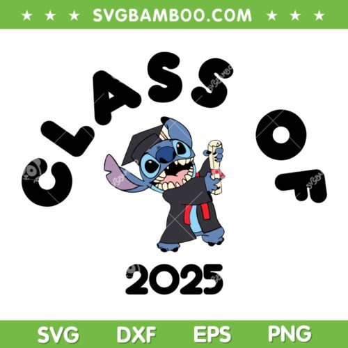 Stitch Class of 2025 SVG PNG, Disney Lilo Stitch Graduated SVG
