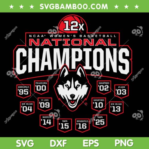 UConn Huskies National Champions SVG, Uconn Womens Basketball Champs 2025 SVG PNG