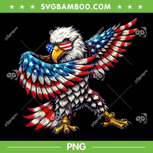 Bald Eagle Patriotic Dabbing PNG, American Flag Eagle 4th of July PNG