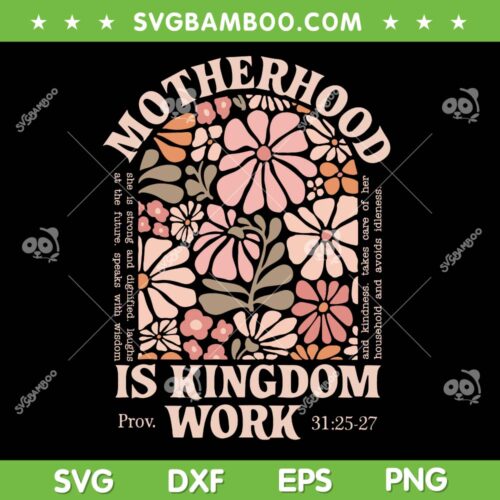 Motherhood is Kingdom Work SVG PNG, Floral Vintage Mama Mothers Day 2025 SVG