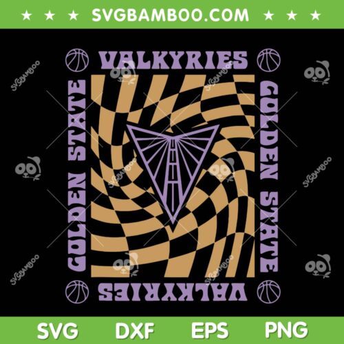 WNBA Golden State Valkyries SVG, Retro Wavy Checkerboard SVG PNG