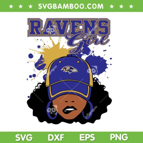 Baltimore Ravens Girl SVG, Ravens Football Black Girl SVG PNG, African American Baltimore Ravens SVG