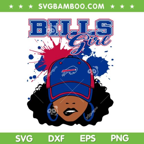 Buffalo Bills African Girl SVG, Bills Football Girl SVG PNG, Cheer Girl Bills DXF SVG PNG EPS