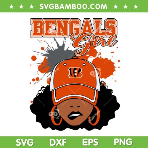 African American Girl Cincinnati Bengals SVG, Bengals NFL Football Girl SVG PNG