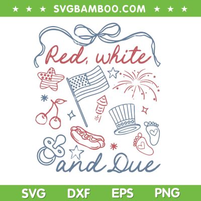 Red White And Due SVG PNG, Coquette Bow 4th Of July SVG, Independence Day Pregnancy Reveal SVG