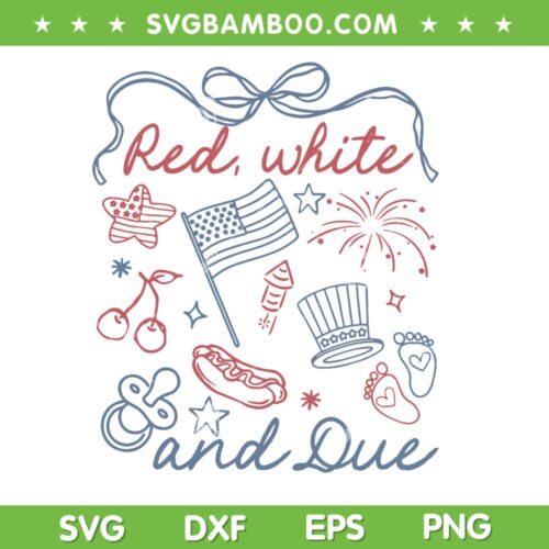Red White And Due SVG PNG, Coquette Bow 4th Of July SVG, Independence Day Pregnancy Reveal SVG