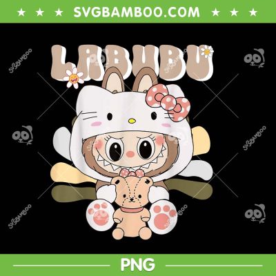 Cute Girl Labubu The Monsters PNG, Labubu Hello Kitty PNG