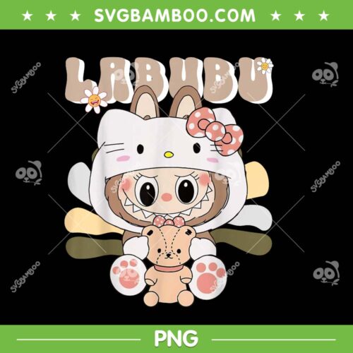 Cute Girl Labubu The Monsters PNG, Labubu Hello Kitty PNG